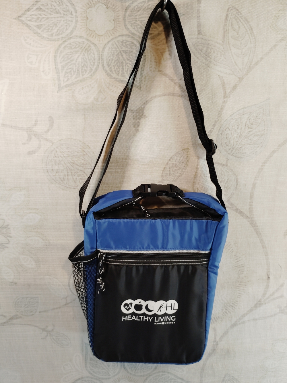 Healthy Living Blue & Black Insulated Lunch Tote Bag with Adjustable Strap